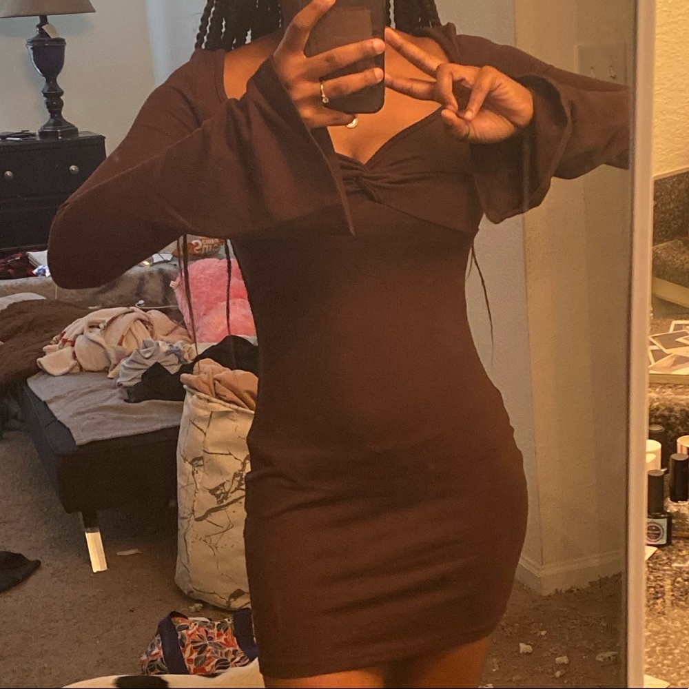 This is a Brown Mini bodycon dress from SHEIN